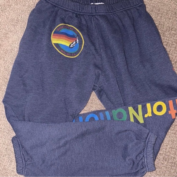 Aviator Nation Womens/Mens Navy Rainbow Logo Sweatpants - Picture 3 of 3